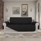 Loveseat Sofa Slipcover Reversible Couch Cover 2 Cushion Black Easy Going Straps