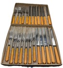 Bakelite Butterscotch Yellow 1930   s Art Deco Stainless Steel Flatware Set Of 24