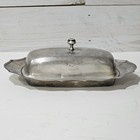 Vintage International Silver Co  Silver Plated Butter Dish With Glass Plate