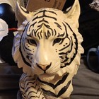 White Tiger Mother And Cub Figurine Sculpture Statue On Rock Base Display