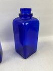 Vintage Cobalt Blue Glass  2  Embossed Medicine pharmacy Bottles Lot Of 5