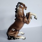 Vintage Rearing Horse Ceramic Figurine Brown Gloss Stallion Statue
