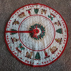 Vtg Handmade Christmas Holiday Quilted Tree Skirt Cabin Core Cottage Round 35 