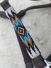 Turuoise  Tan  White Beaded Leather Horse Size Halter