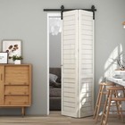 Ccjh 3-12ft Bifold Sliding Barn Door Hardware Kit Black Track Modern For 2 4door