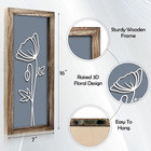 3d Wooden Floral Wall Art  4 Pcs 7 X 16 Inch Flower Wood Carving Framed