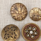 Antique Victorian Brass Metal Button Lot 22-7mm Pierced Enamel Shank Cage  read