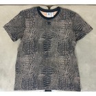 Adidas Originals Womens Crocodile Print T-shirt Black And Tan Trefoil Logo  S m