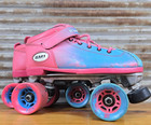 Riedell Dart Quad Speed Roller Skates Pink Blue Ombre Fade Color Size 6