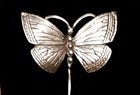 Butterfly Lapel Pin 14k Gold Sterling Silver Antique Victorian Moth Hat Tie Pin