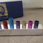 Yair Emanuel Hammered Menorah Signed Multicolor Candle Holder W  Box Unused