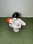 Antique Porcelain Half Doll Couple Pin Cushion