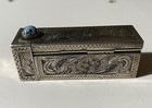Antique Vintage Sterling Silver 800 Ornate Lipstick Case Jeweled With Mirror