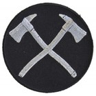 Crossed Firefighter Axes Sew On Iron On Embroidered Patch 3  X 3  Round