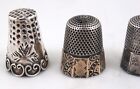 Lot Of 5 Victorian Sterling Thimbles One Gold Trimmed