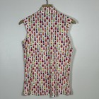 Sansoleil Womens Sleeveless Quarter Zip Golf Polo M Wine Bottle Print Upf 50