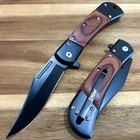 8 75    Black Wood Tactical Edc Spring Assisted Open Blade Pocket Knife Hunting