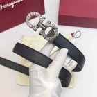 Ferragamo Women s Belt 2 5cm 0 98in Authentic Gancini Black