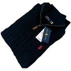 New Polo Ralph Lauren Cable-knit Cotton Quarter-zip Sweater-black  Medium 