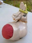 Vintage Smiling Jackass Donkey Braying Burro Ceramic   Cloth Pin Cushion