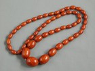 Vintage Marbled Butterscotch Egg Yolk Bakelite Olive Bead Necklace 24    46g