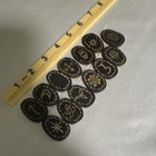 12pc Black Oval Engraved Wooden Rune Stones Set With Gold Symbols