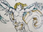 Original Vintage 1980 s Shop Used Tattoo Flash Production Sheet Angel  Devil