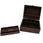 Vintage Antique Wood Writing Travel Desk Set Document Case Inkwell Storage Box