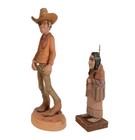 Folk Art Cowboy And Squaw Wood Carvings By Ellen Trigg