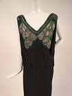 Glamour 1930   s Black Crepe Long Dress W Sequin   Beading W Rear Tails
