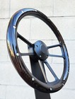 14  Black Billet Steering Wheel Dark Burnt Flame Pine Wood Real Aluminum Rivets