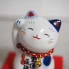 Japanese Maneki Neko Lucky Cat Figurine  money  Blue White Ceramic Yakushigama