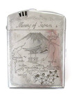 Vtg Fuzi Japan Cigarette Case   Lighter Map Hiroshima Fuji Silver Tone Metal
