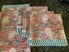 Hand Blocked Set Placemats And Napkins Floral  Pink  Green Blue New