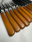 497 Grams Antique Bakelitecatalin Forks And Knifes 12 Pieces Marbled 