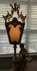 Vtg  Antique Art Nouveau Table Lamp 4panel Slag Glass Torchiere Figural Ornate