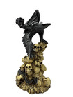 Gothic Dragon Statue Standing On Skulls Statue 9   Inch Tall  3 Lbs
