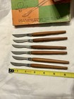 Vintage Set Of Six Serrated Fruit Knives W cherrywood Handles  Stainless Steel