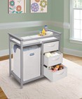 Modern Baby Changing Table With Laundry Hamper  3 Storage Drawers And Pad  Di   