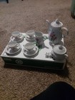 Vintage Moss Rose Child s China Tea Pot Set Complete 11 Set Excellent Condition 