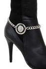 Women Western Boot Bracelet Silver Metal Chain Anklet Shoe Lion Bling Charm Pair