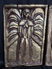 Antique  12 5    X 19 5    X 1 5    Hand Carved Wood Plaque Madonna  saint Retablo