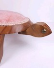 Vintage 1970 s Handmade Wooden Pink Plush Turtle Shaped Foot Rest