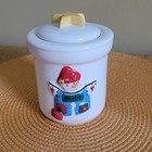 Scented Candle Ceramic Snowman Jar W  Lid Star Believe Cottage Vintage Christmas