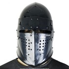 Functional Battle Ready 16g Medieval Black Knight Bassinet Helmet Sca Armor