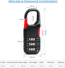 3pcs Mini Backpack Zipper Padlock With 3 Digits Combination For Luggage Suitcase