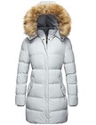  Women s Winter Thicken Puffer Coat Warm Jacket With Fur Removable X-large Grey