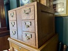 Antique Wood Tiger Oak Library 6 Drawer Index Card Globe Wernicke File Cabinet