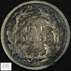 1868 S Seated Liberty Silver Dime 10c - Rim Bump