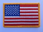 Sew-on Only - Usa American Flag Embroidered Patch Gold Border  3 X 2     - Hi Qlty